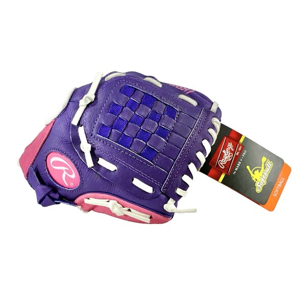 Rawlings 10 Inch Highlight Leather Tee Ball Glove HFP10PPW Purple Pink New - Picture 1 of 10